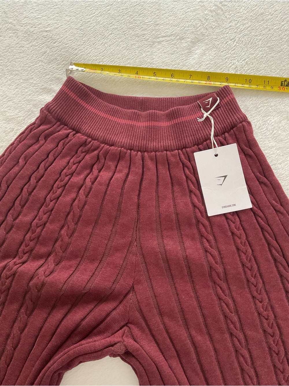 Gymshark Rest Day Cable Knit Flare Pants Women’s M Burgundy NWT - Picture 11 of 12